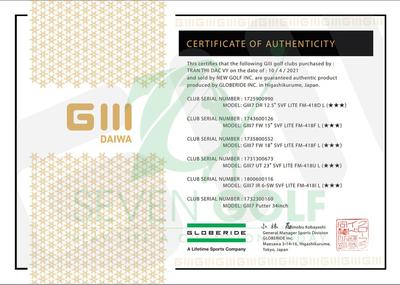 Bộ gậy golf fullset Daiwa_GIII Signature V - 4 Sao